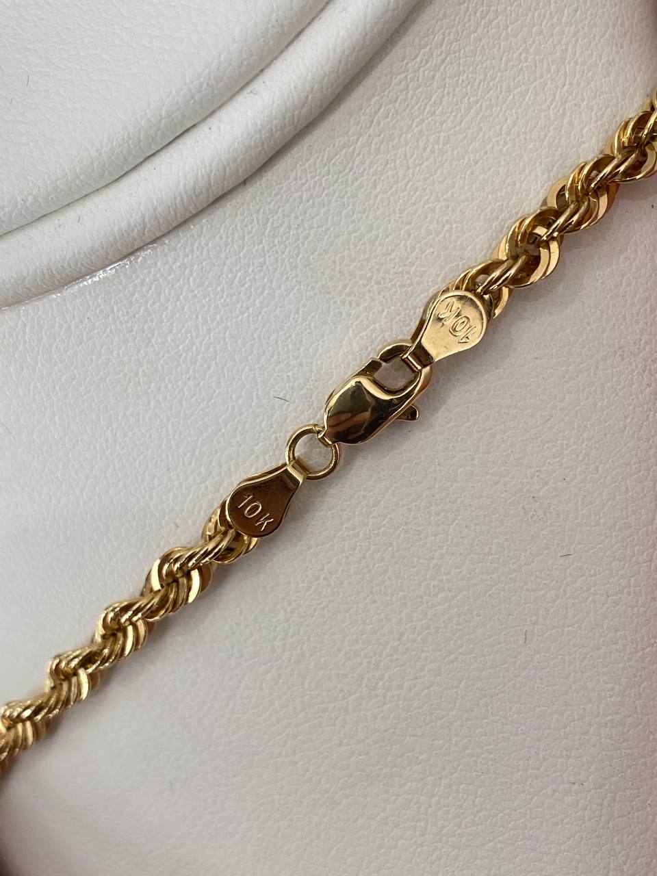 10K Yellow Gold Diamond Cut Rope Chain Necklace