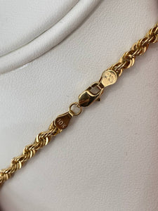 10K Yellow Gold Diamond Cut Rope Chain Necklace