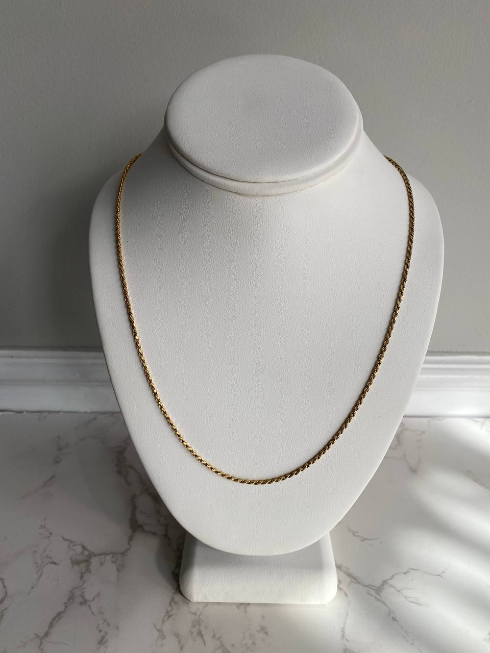 18K Yellow Gold Rope Chain Necklace 1.77mm
