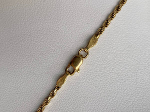 18K Yellow Gold Rope Chain Necklace 1.77mm