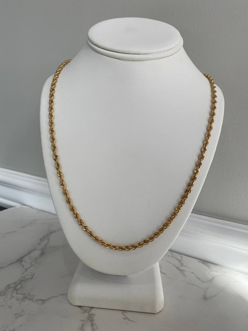 10K Yellow Gold Diamond Cut Rope Chain Necklace