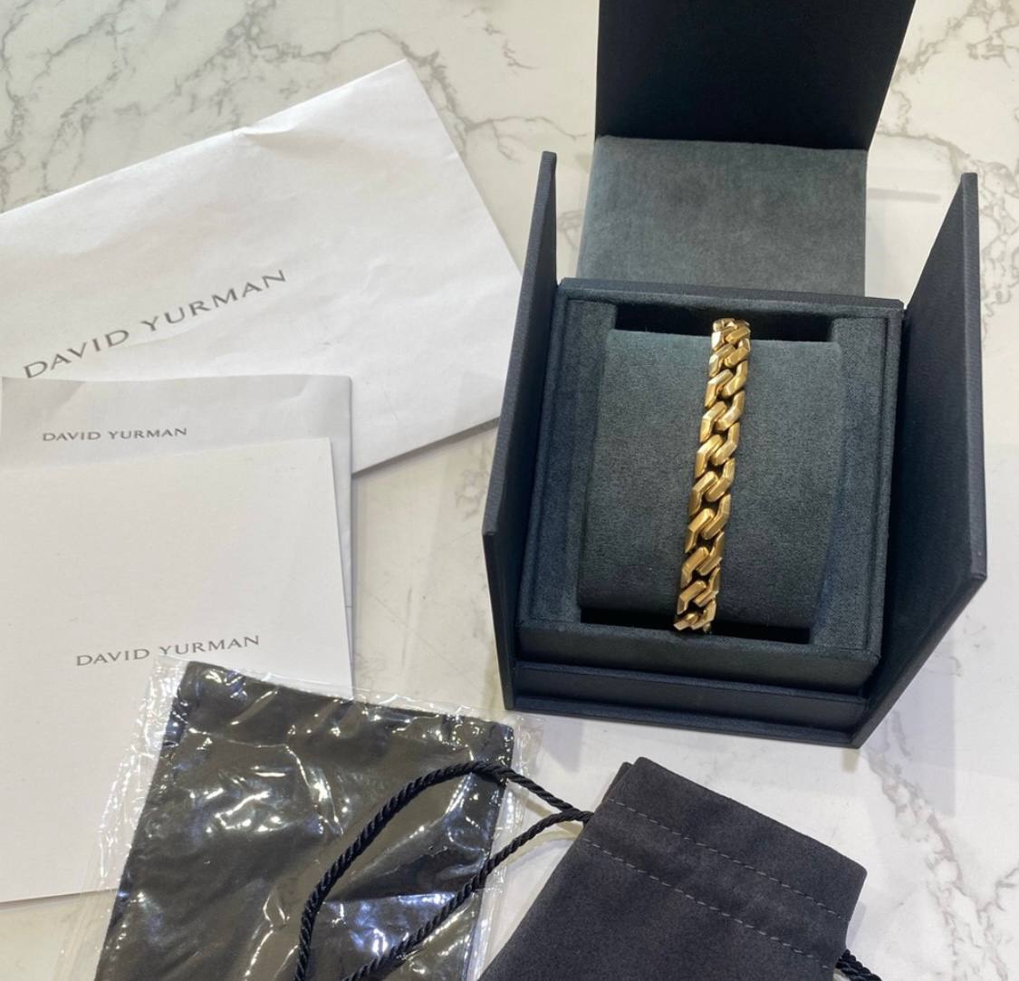 David Yurman Curb Chain Angular Link Bracelet 18K Yellow Gold
