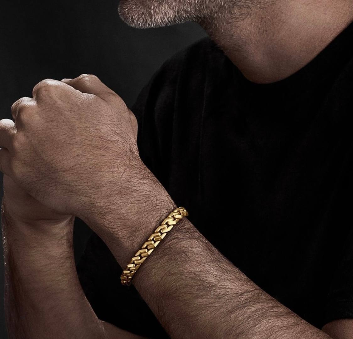 David Yurman Curb Chain Angular Link Bracelet 18K Yellow Gold