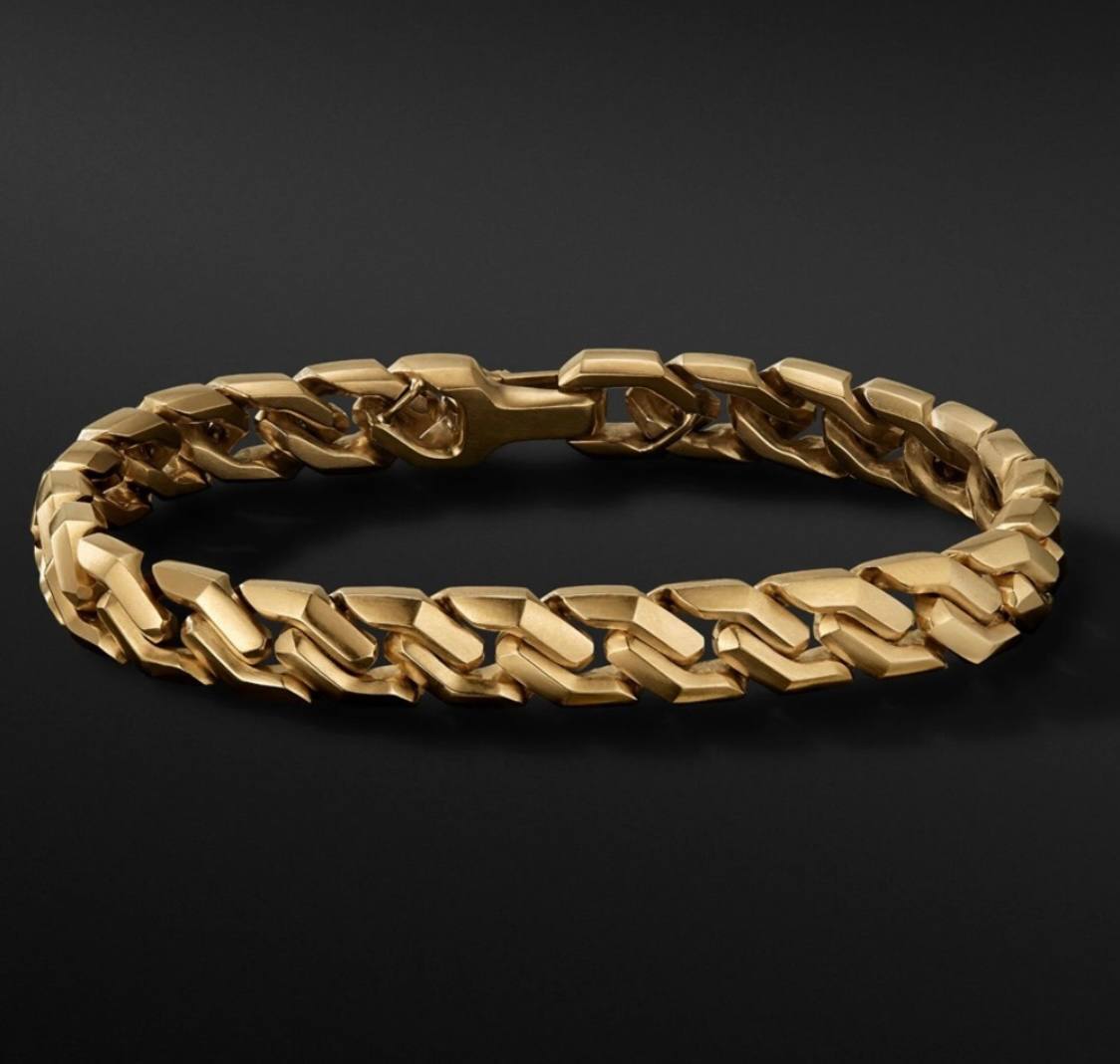 David Yurman Curb Chain Angular Link Bracelet 18K Yellow Gold