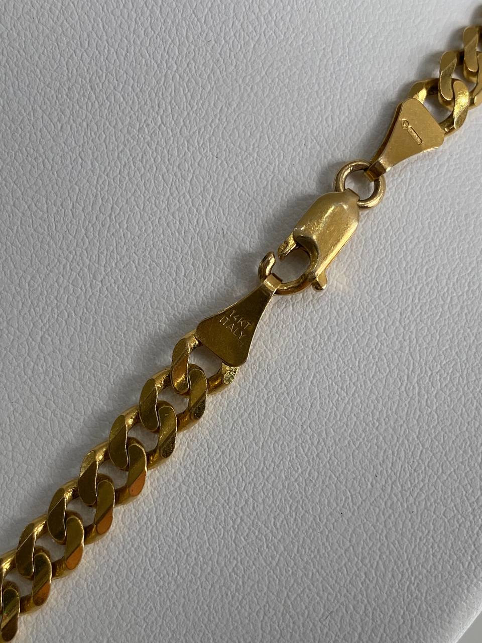 14K Yellow Gold Concave Curb Chain Necklace 5.67mm